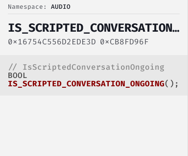 IsScriptedConversationOngoing - FiveM Natives @ Cfx.re Docs