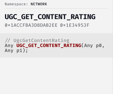 UgcGetContentRating - FiveM Natives @ Cfx.re Docs