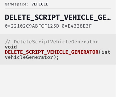 DeleteScriptVehicleGenerator - FiveM Natives @ Cfx.re Docs
