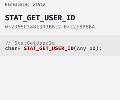 StatGetUserId - FiveM Natives @ Cfx.re Docs