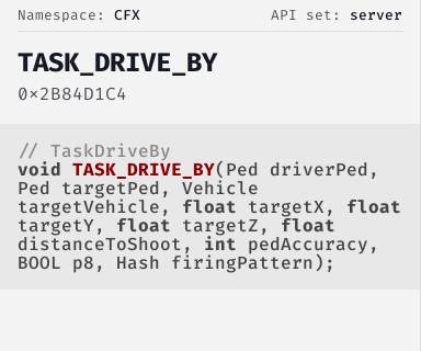 TaskDriveBy - FiveM Natives @ Cfx.re Docs