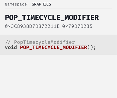 PopTimecycleModifier - FiveM Natives @ Cfx.re Docs