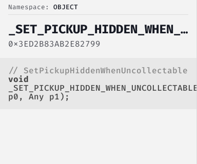 SetPickupHiddenWhenUncollectable - FiveM Natives @ Cfx.re Docs