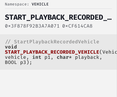 StartPlaybackRecordedVehicle - FiveM Natives @ Cfx.re Docs