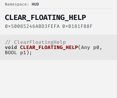 ClearFloatingHelp - FiveM Natives @ Cfx.re Docs