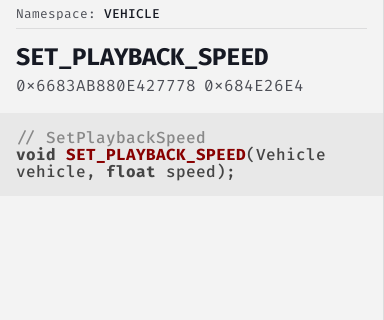 SetPlaybackSpeed - FiveM Natives @ Cfx.re Docs