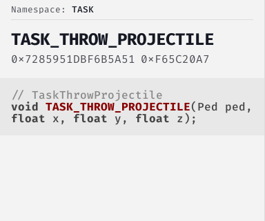 TaskThrowProjectile - Natives @ Cfx.re Docs