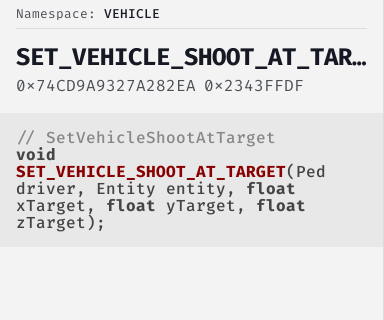 SetVehicleShootAtTarget - FiveM Natives @ Cfx.re Docs