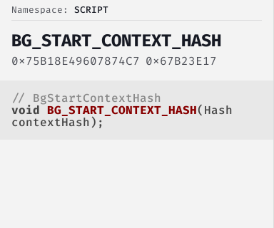 BgStartContextHash - FiveM Natives @ Cfx.re Docs