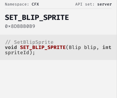 SetBlipSprite - FiveM Natives @ Cfx.re Docs