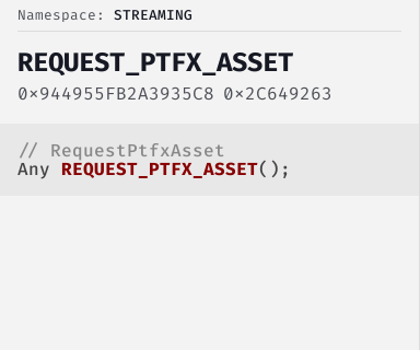 RequestPtfxAsset - FiveM Natives @ Cfx.re Docs