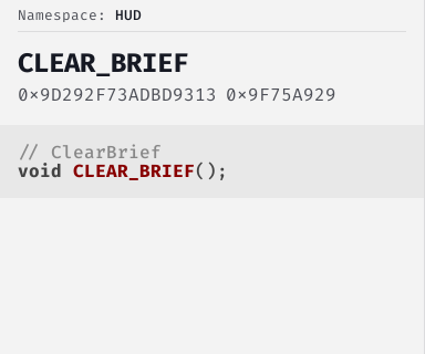 ClearBrief - FiveM Natives @ Cfx.re Docs