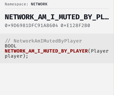 NetworkAmIMutedByPlayer - FiveM Natives @ Cfx.re Docs