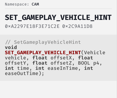 SetGameplayVehicleHint - FiveM Natives @ Cfx.re Docs