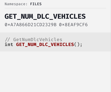 GetNumDlcVehicles - FiveM Natives @ Cfx.re Docs