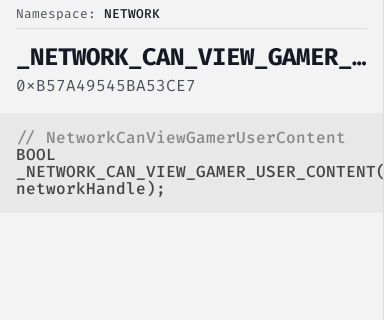 NetworkCanViewGamerUserContent - FiveM Natives @ Cfx.re Docs