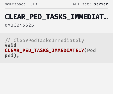 ClearPedTasksImmediately - FiveM Natives @ Cfx.re Docs