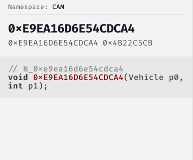 SetInVehicleCamStateThisUpdate - FiveM Natives @ Cfx.re Docs